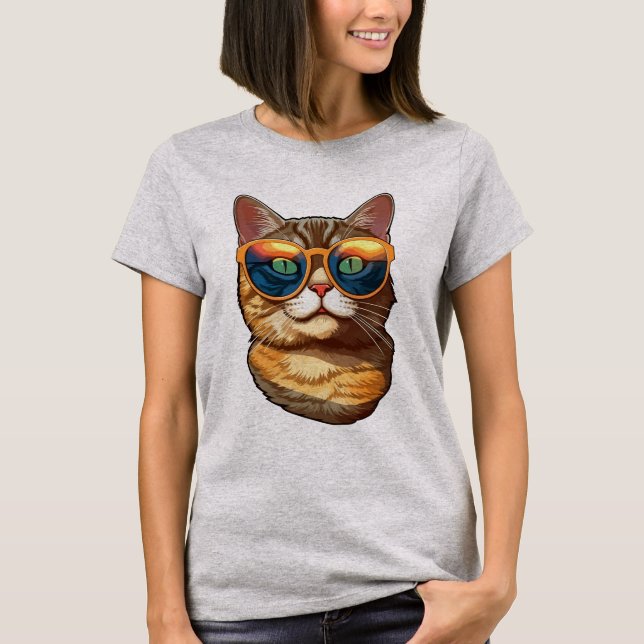 Cute Funny Kitty Cat Wearing Sunglasses Cat Lover  T-Shirt (Front)