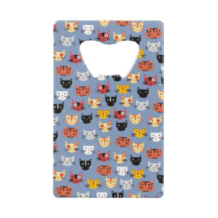 Cute Funny Kitty Chat Façades Motif Bleu