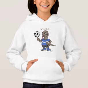 Cute funny Komodo dragon playing soccer cartoon