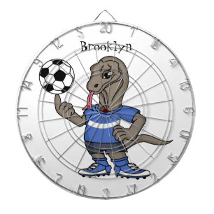 Cute funny Komodo dragon playing soccer cartoon Dartboard