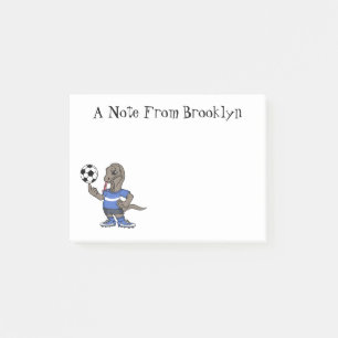 Cute funny Komodo dragon playing soccer cartoon Post-it Notes