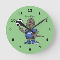 Cute funny Komodo dragon playing soccer cartoon