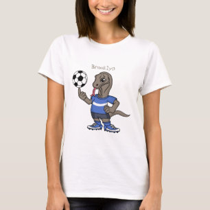 Cute funny Komodo dragon playing soccer cartoon T-Shirt