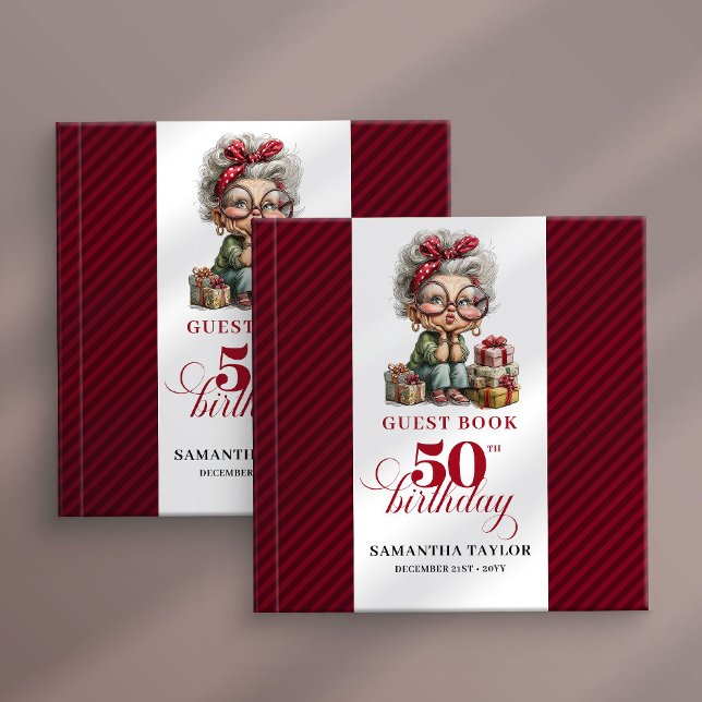 Cute Funny Lady 50th Birthday Cartoon Humor  Guest Book (Cute Funny Lady 50th Birthday Cartoon Humor Guest Book

)