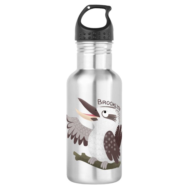Cute funny laughing kookaburra cartoon 532 ml water bottle (Front)