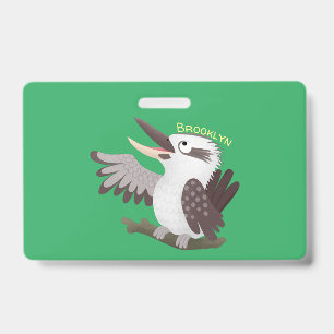 Cute funny laughing kookaburra cartoon badge