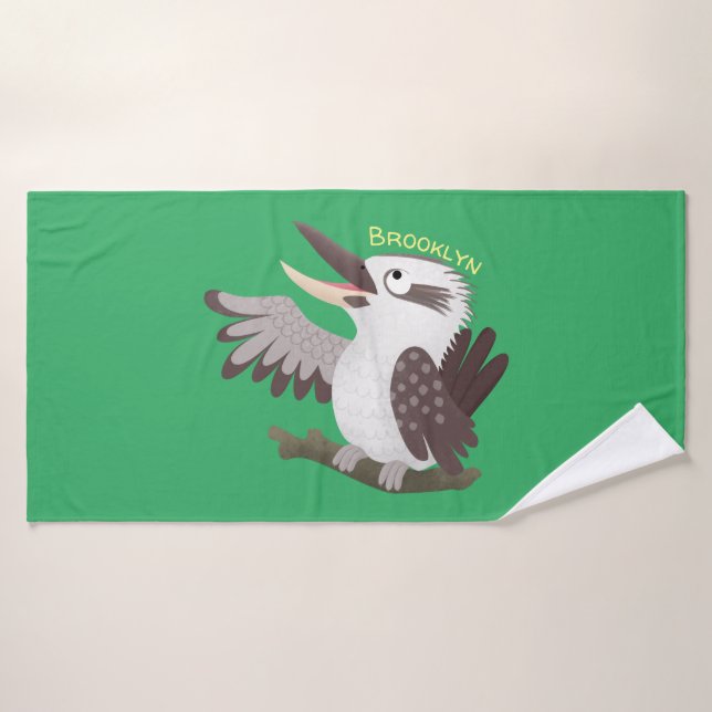 Cute funny laughing kookaburra cartoon bath towel set (Bath Towel)