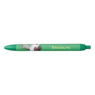 Cute funny laughing kookaburra cartoon black ink pen