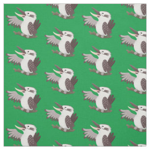 Cute funny laughing kookaburra cartoon fabric