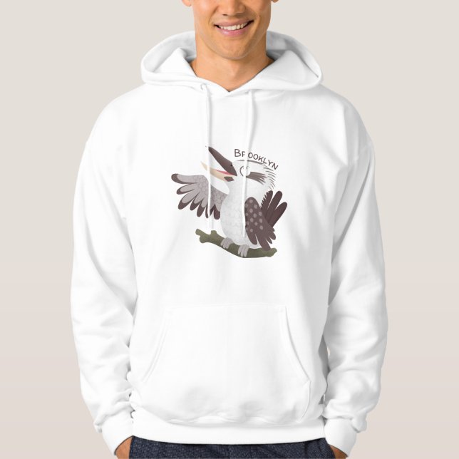 Cute funny laughing kookaburra cartoon hoodie (Front)
