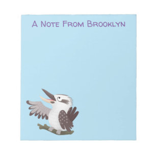 Cute funny laughing kookaburra cartoon notepad
