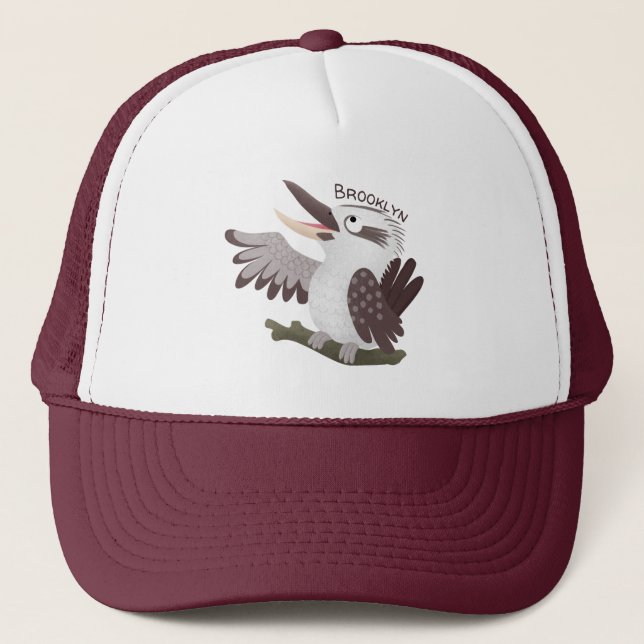 Cute funny laughing kookaburra cartoon trucker hat (Front)