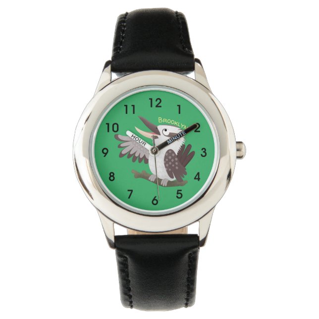 Cute funny laughing kookaburra cartoon watch (Front)