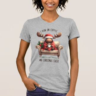 Cute Funny Lazy Reindeer Pink Winter Christmas T-Shirt