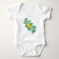 Cute funny leafy sea dragon cartoon illustration