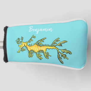 Cute funny leafy sea dragon cartoon illustration golf head cover
