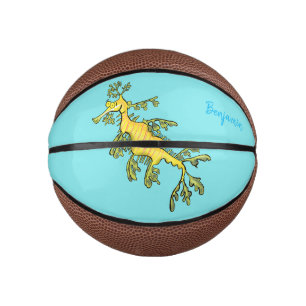 Cute funny leafy sea dragon cartoon illustration mini basketball