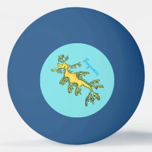 Cute funny leafy sea dragon cartoon illustration ping pong ball