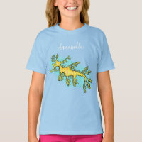 Cute funny leafy sea dragon cartoon illustration