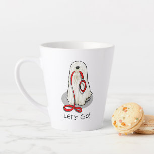 Cute Funny Let's Go! Walk Komondor Dog with Leash Latte Mug