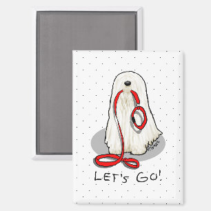 Cute Funny Let's Go! Walk Komondor Dog with Leash Magnet
