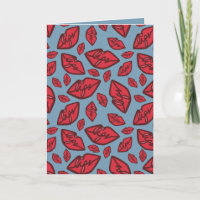 Cute Funny Lips Pattern Blue Background