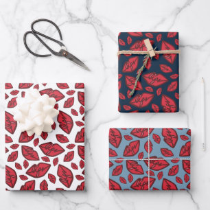 Cute Funny Lips Pattern Mix Wrapping Paper Sheet