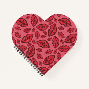 Cute Funny Lips Pattern Pink Notebook