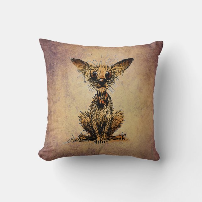 Cute Funny Little Dog Throw Pillow (Front)