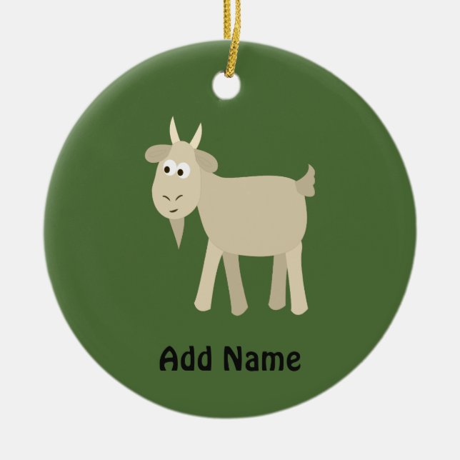 Cute Funny Little Goat Ceramic Ornament (Front)