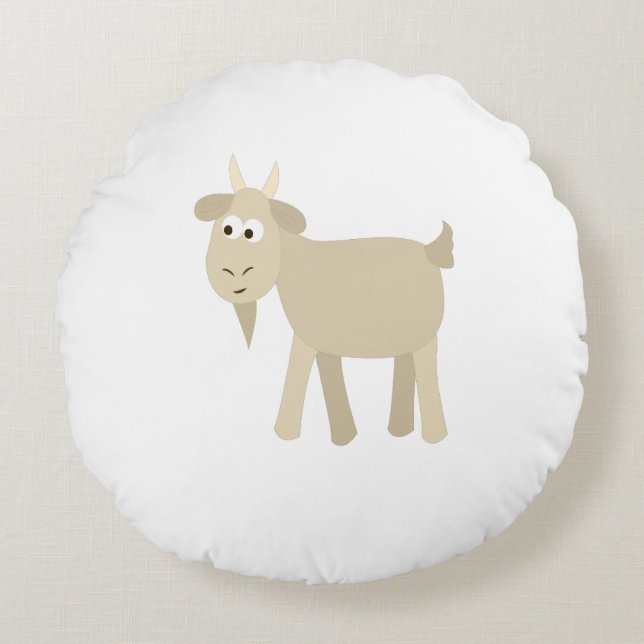 Cute Funny Little Goat Round Pillow (Front)