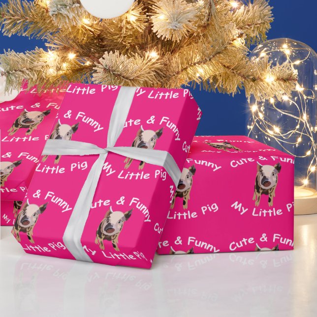 Cute Funny Little Pig Kids Birthday Wrapping Paper (Holidays)