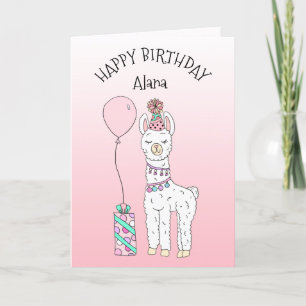Cute Funny LLama Humour Happy Birthday Card