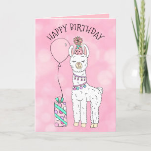 Cute Funny LLama Humour Happy Birthday Card