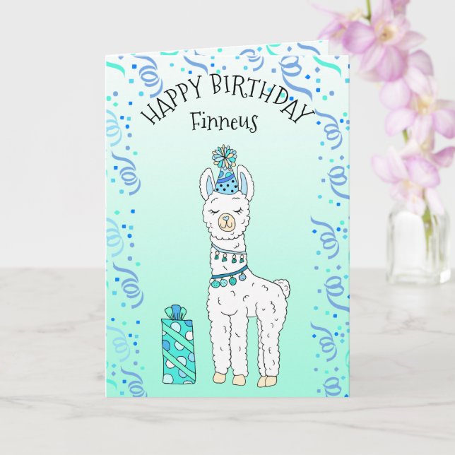 Cute Funny LLama Humour Happy Birthday Card (Orchid)