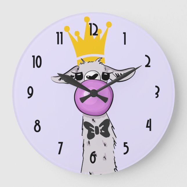 Cute Funny Llama Illustration Large Clock (Front)