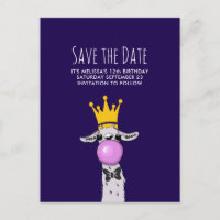Cute Funny Llama Illustration Party Save the Date
