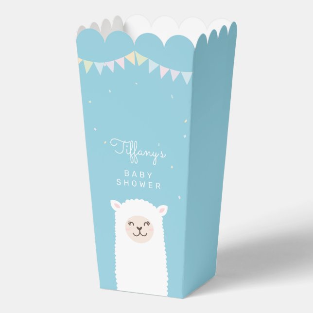 Cute Funny Llama Momma Fiesta Baby Boy Shower Favor Box (Front)