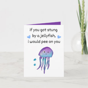 cute funny love romance friendship jellyfish pee card