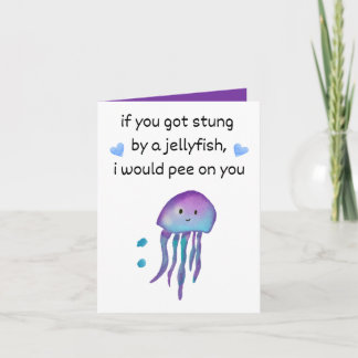 cute funny love romance friendship jellyfish pee card