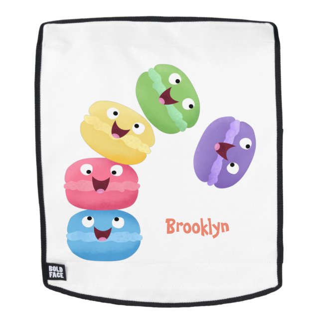 Cute funny macaroons cartoon illustration backpack (Removable Face)