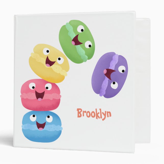 Cute funny macaroons cartoon illustration binder (Front/Inside)