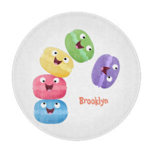 Cute funny macaroons cartoon illustration cutting board