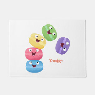 Cute funny macaroons cartoon illustration doormat