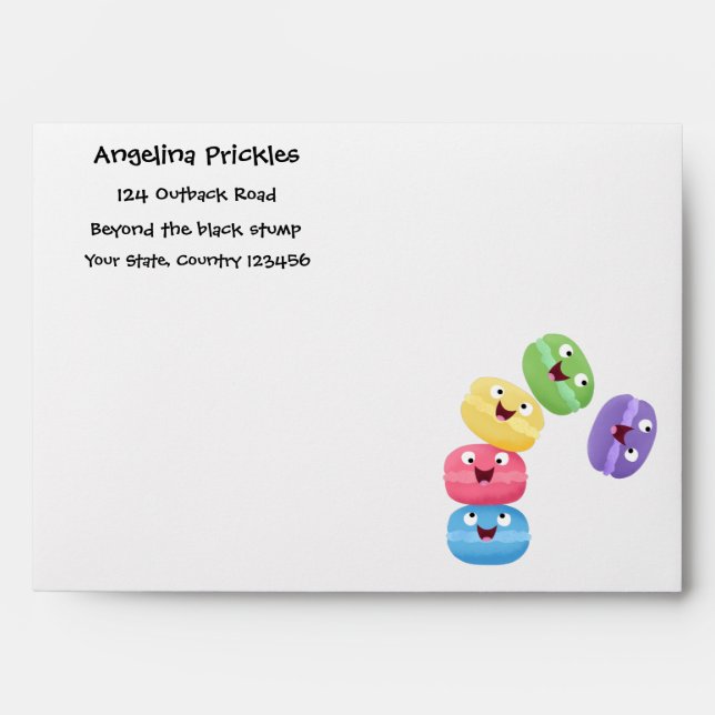 Cute funny macaroons cartoon illustration envelope (Front)