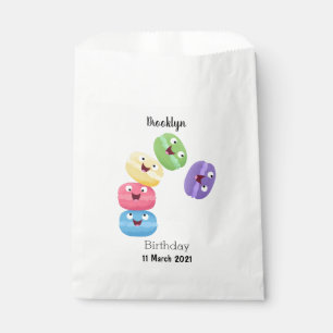 Cute funny macaroons cartoon illustration favour bag