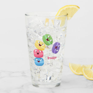 Cute funny macaroons cartoon illustration glass