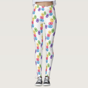 Cute funny macaroons cartoon illustration leggings