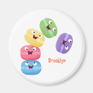 Cute funny macaroons cartoon illustration magnet