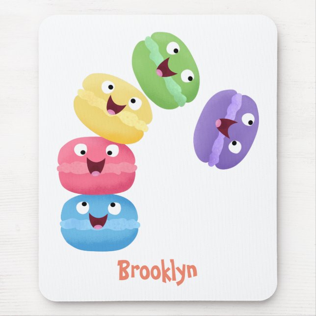 Cute funny macaroons cartoon illustration mouse pad (Front)